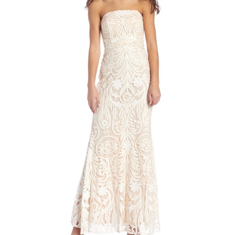 Strapless Embroidered Fitted Long Dress